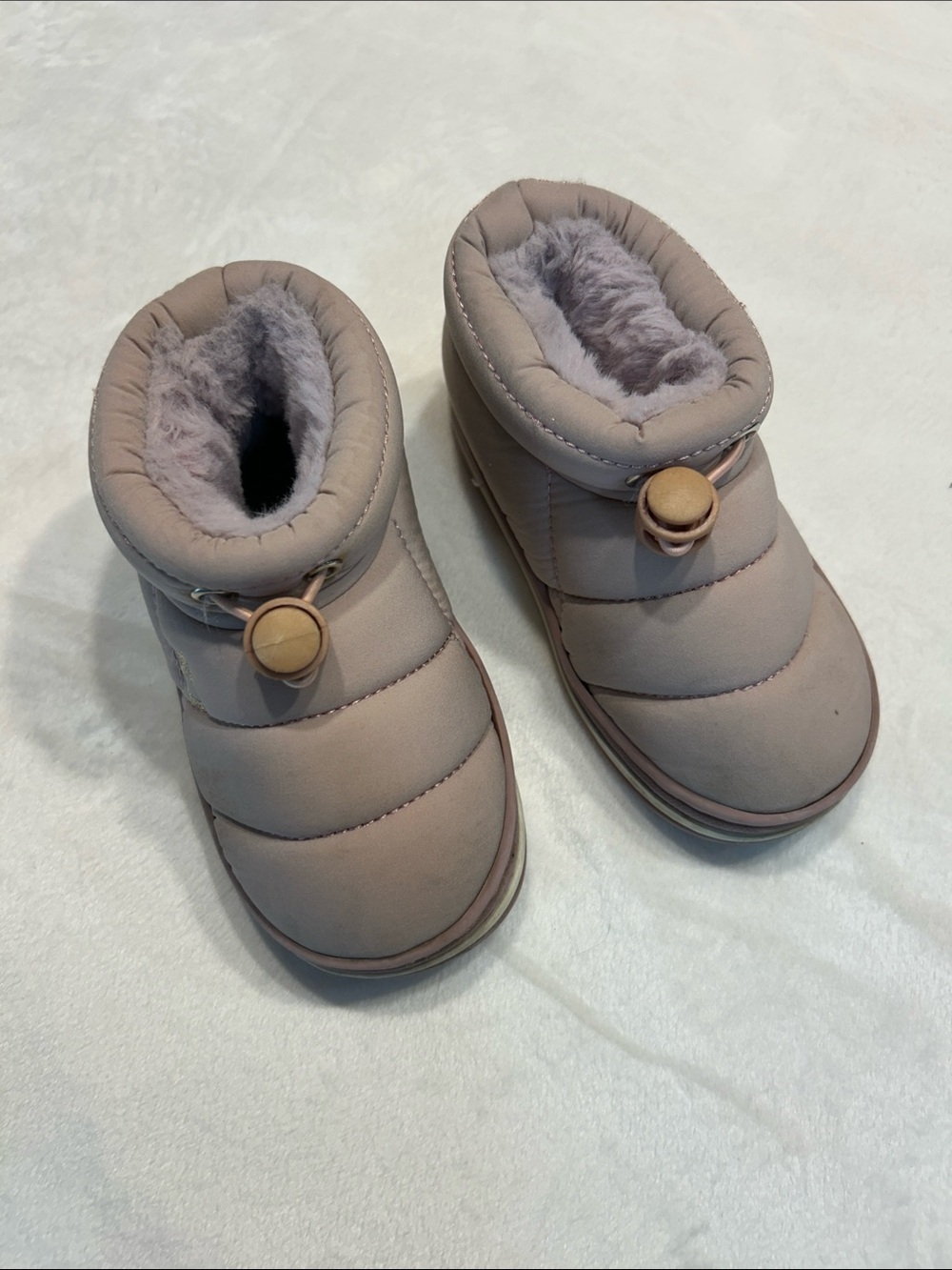 Kids Puffer Booties - Mauve Cozy Winter Shoes